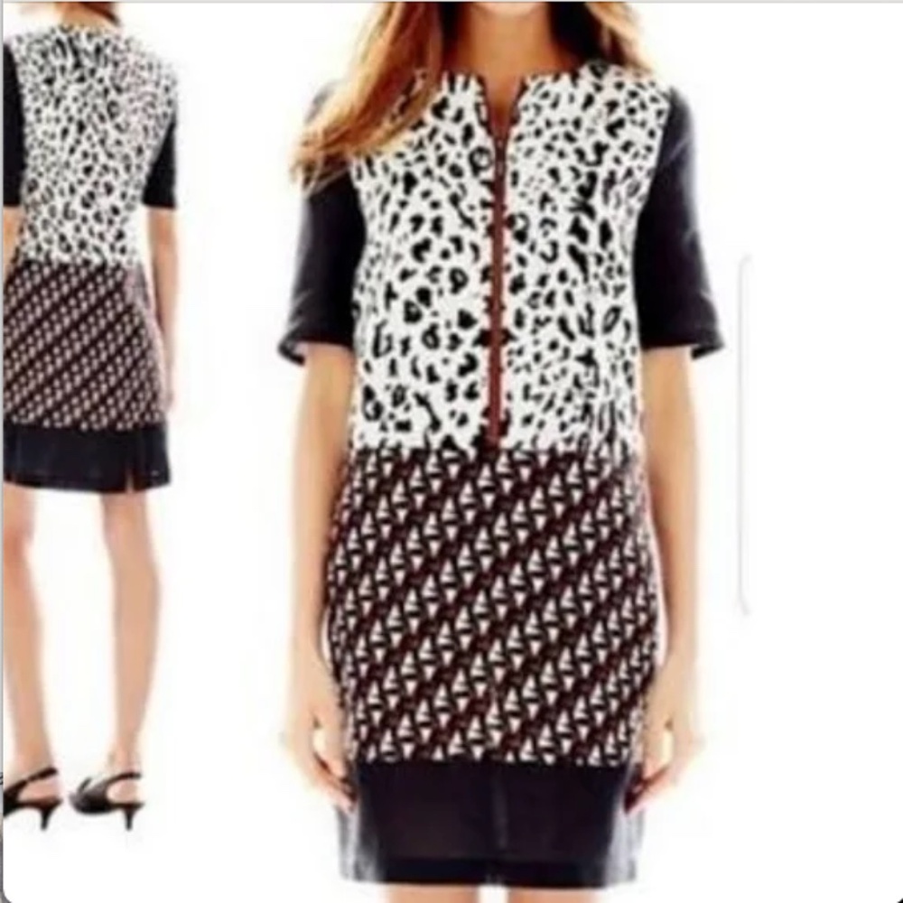 Duro Olowu abstract linen shift dress, Sz S, EUC